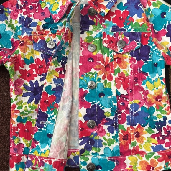 The Children’s Place - Girls Floral Denim Jacket - Size M (7/8) - Picture 3 of 6